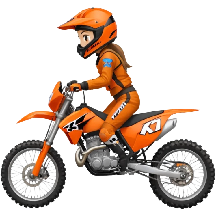 Motocross ktm orange dirt bike with 5”1’ girl on it emoji