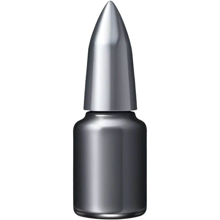 Dark grey metallic   nail polish bottle with a tall pointy cap emoji