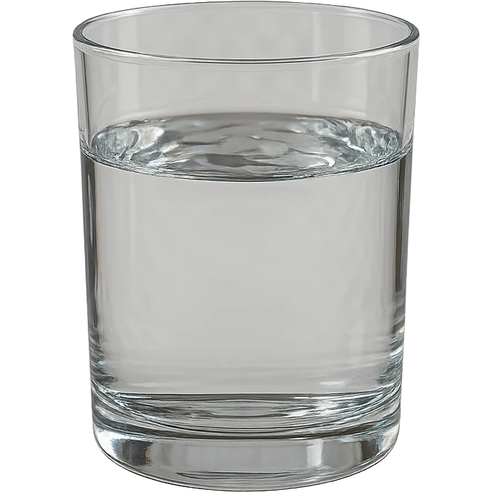 bicciere di acqua fluttua in aria, iperrealistico 4k emoji
