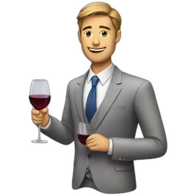 A guy in a suit drinking wine emoji