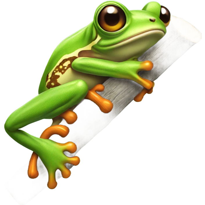 Tree frog sitting on a chainsaw  emoji