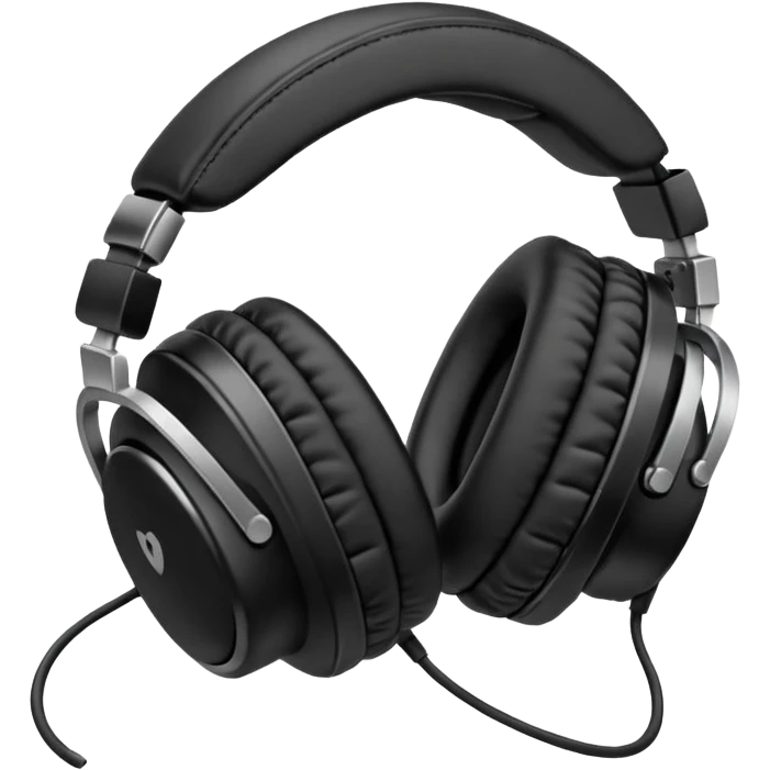 A pair of oversized headphones resting on the booth edge.
 emoji