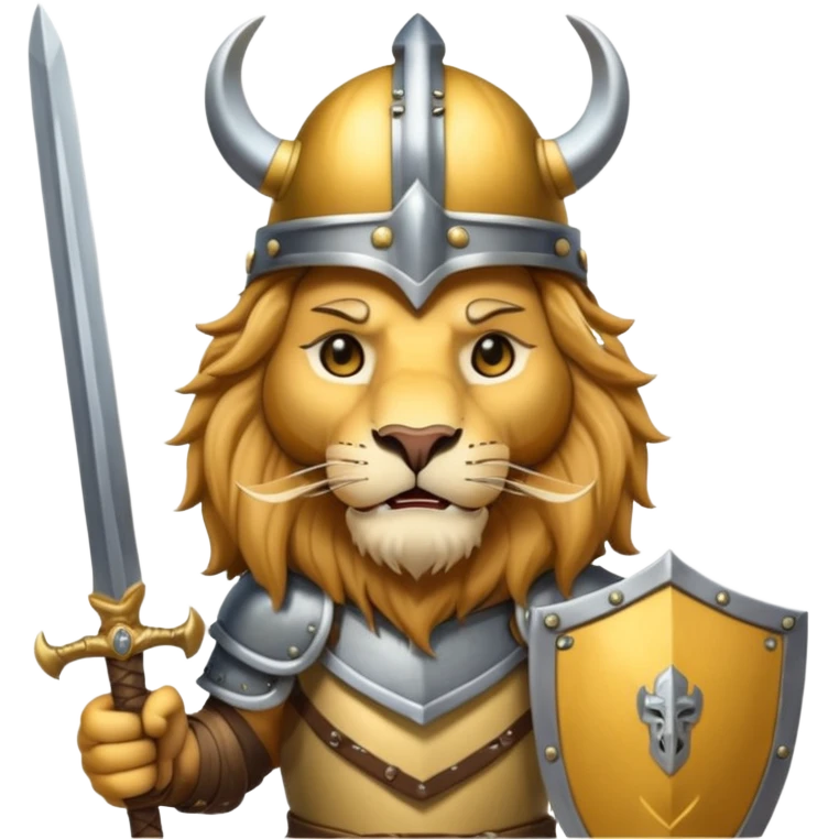 lion with viking helmet and sword behind emoji