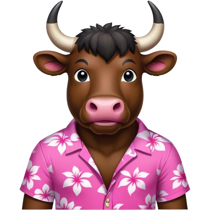 Black bull wearing pink Hawaii shirt  emoji