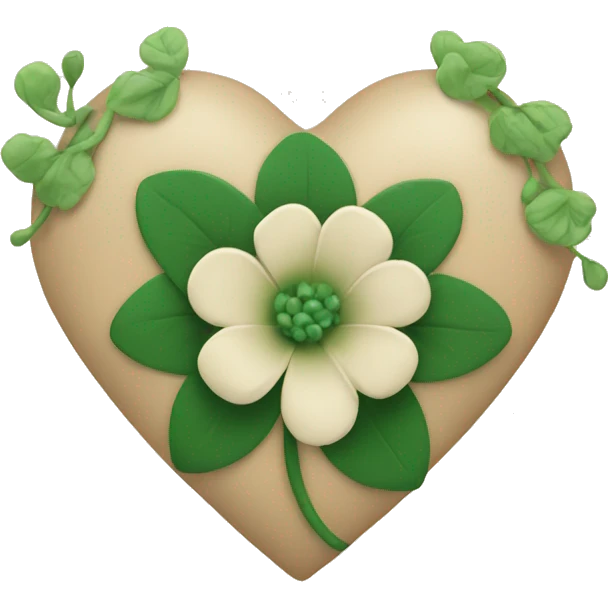 Heart beige with green flower emoji