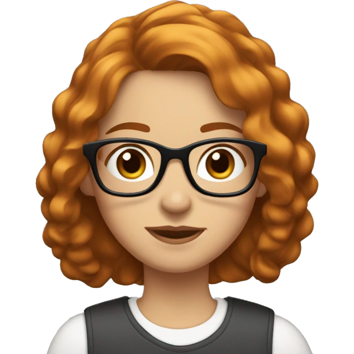 short brown haired white with glasses in love with girl with medium length ginger hair emoji