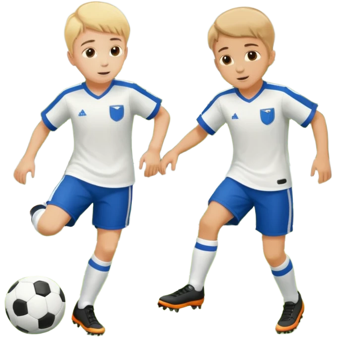 two brothers playings soccer in a park
 emoji