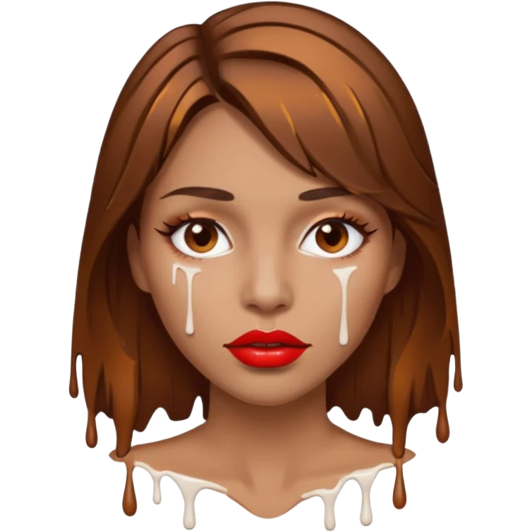 Brown Hair, Woman, white paint drip, face, hot, Sexy, lips emoji