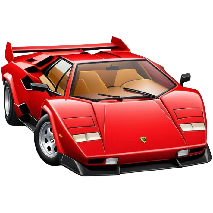 Bright red Lamborghini Countach, classic supercar with wedge shape and low profile emoji