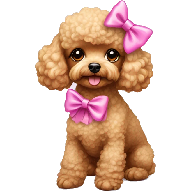 toy poodle dog wearing a pink bow on head  emoji