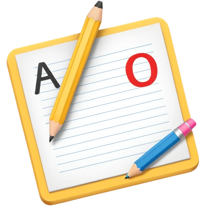 exam paper with “ABC” letters and a pencil emoji