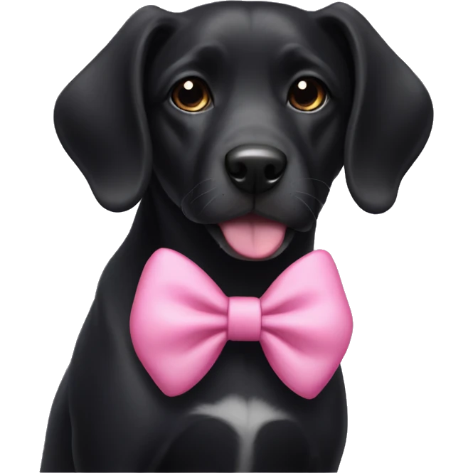 Black doggy with a pink bow on her ear emoji
