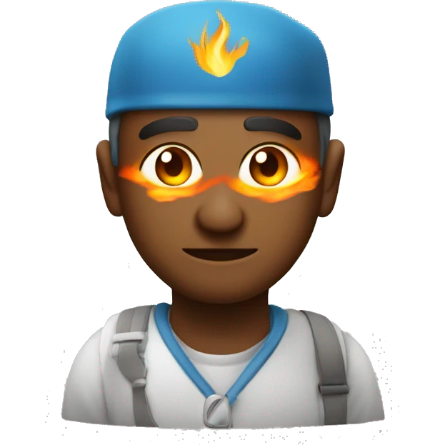 Un stiqeur qui sourit avec des flamme dans les yeux emoji
