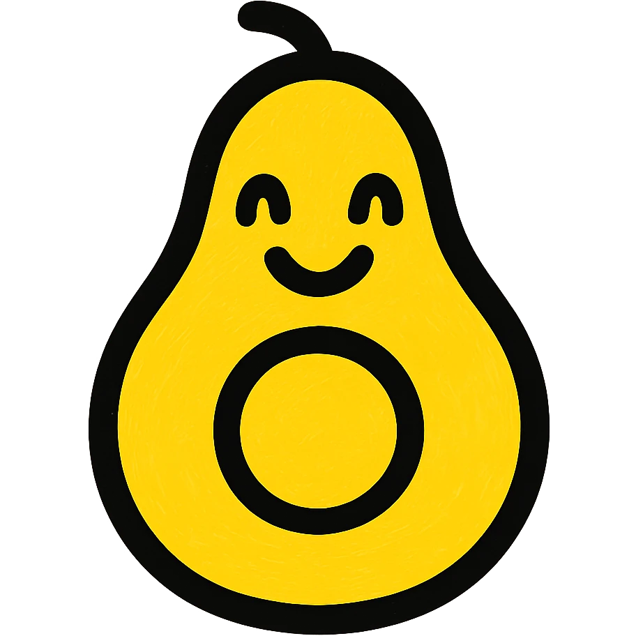yellow avocado, playful, minimal, no text emoji