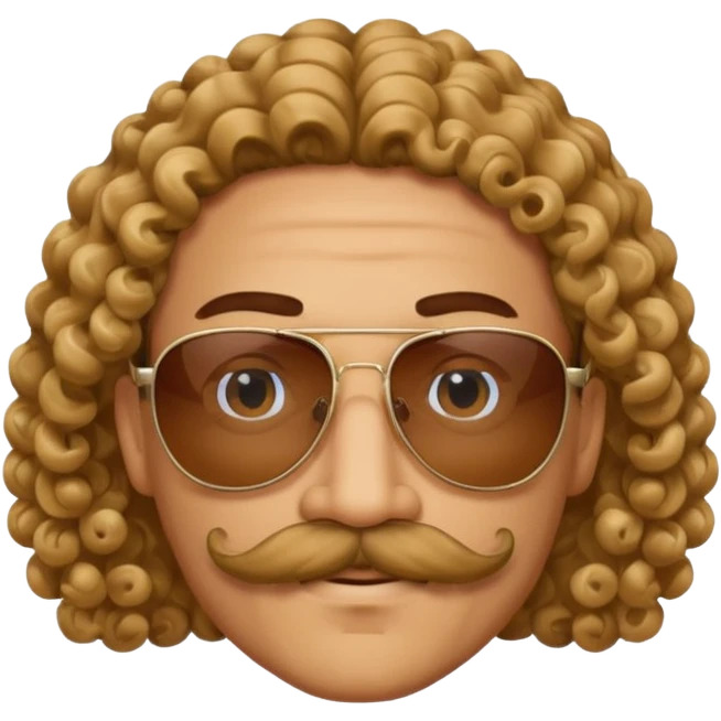 LONG CURLY mustached man in sunglasses emoji