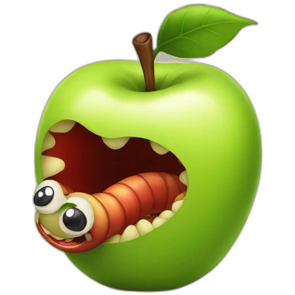 Worm inside the apple emoji