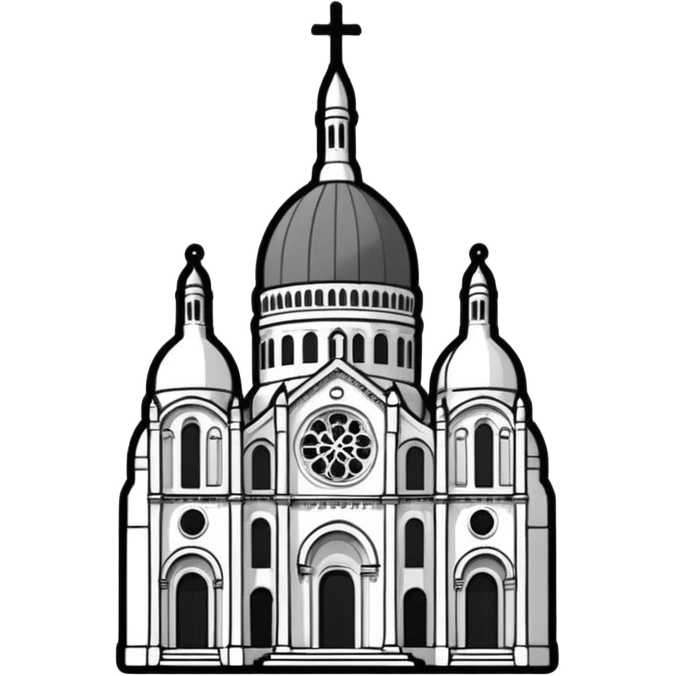 now I want a sticker with the Sacre Coeur church in black and white emoji