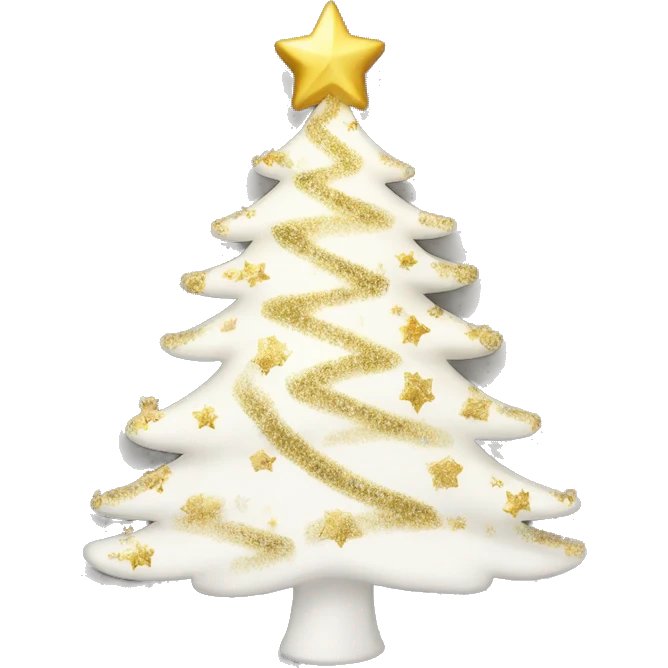 white Christmas tree with gold sparkles emoji
