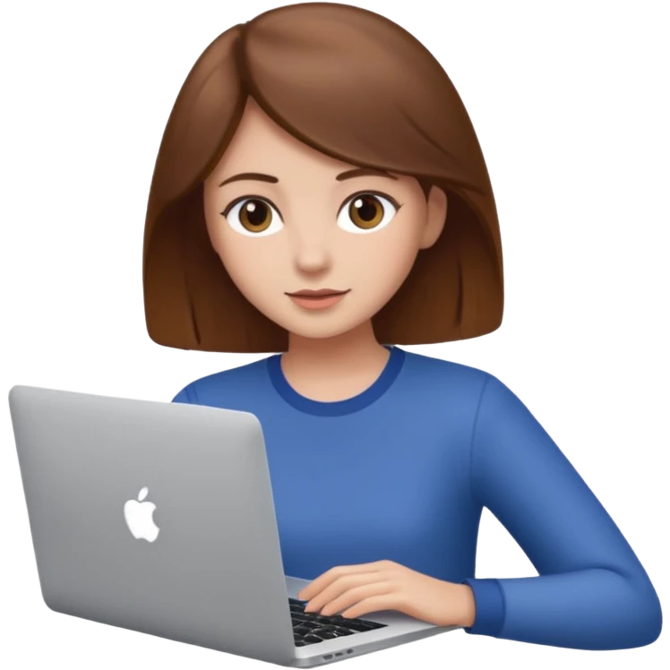 Girl with brown hair with MacBook  emoji