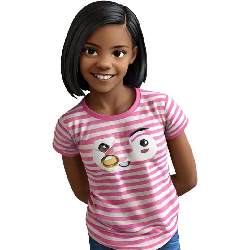 smiling girl in striped t-shirt emoji