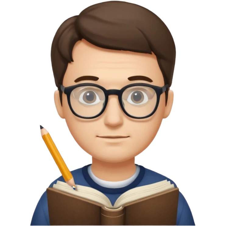 man write in book , wearing glasses emoji