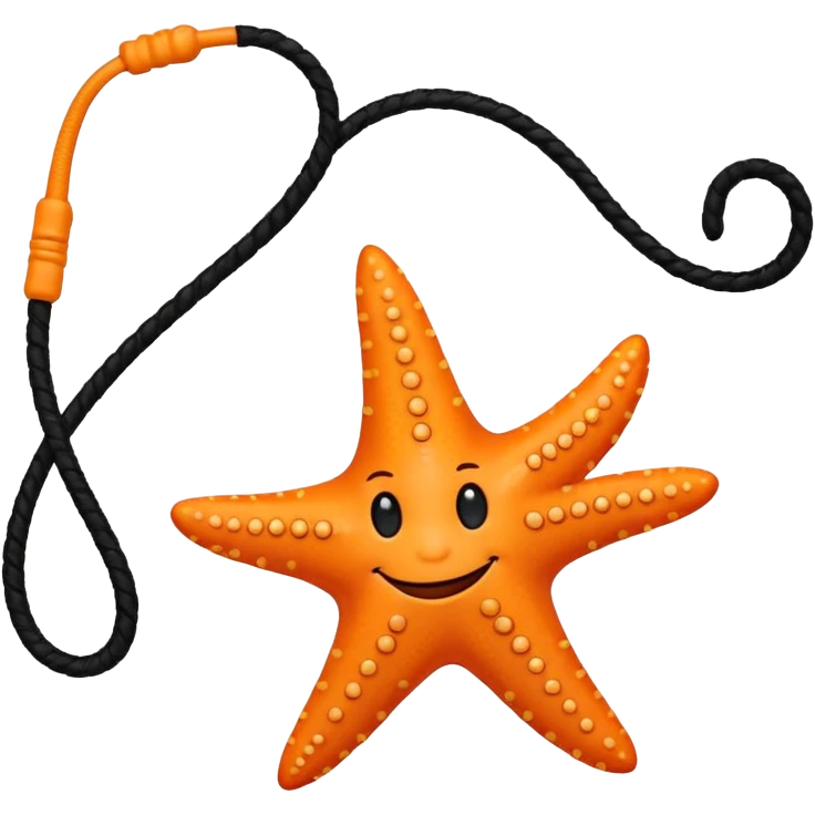 Starfish with face and a black whip emoji