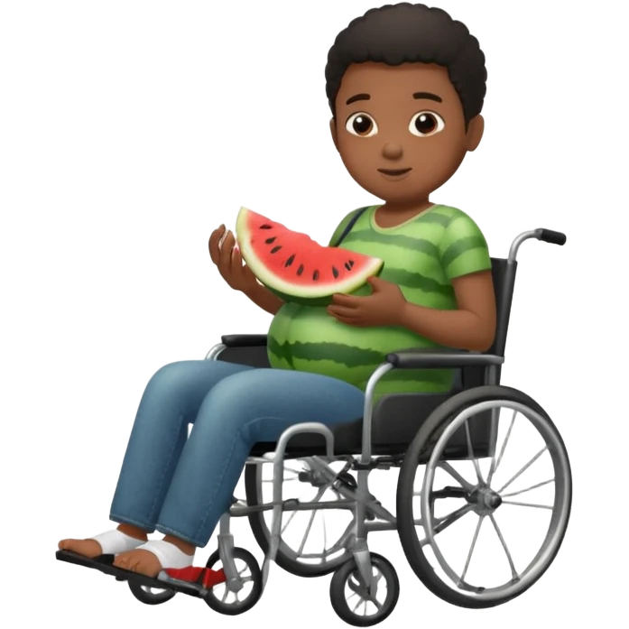 pregnant black boy in wheelchair eating watermelon  emoji