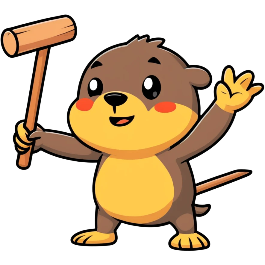 person whacking a mole with a mallet, both with funny expressions emoji