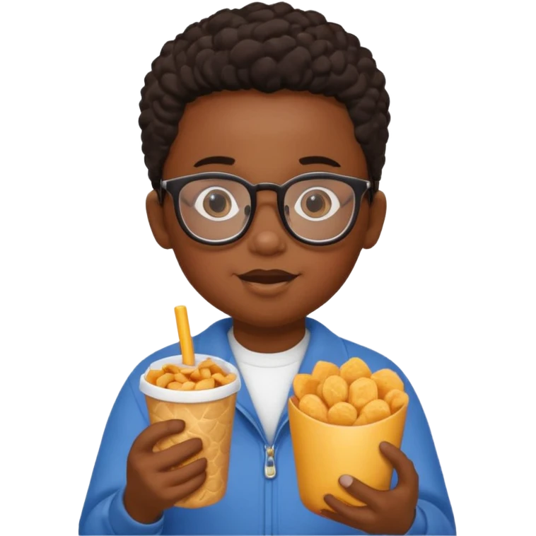 snack holding black kid with glasses on eyes emoji