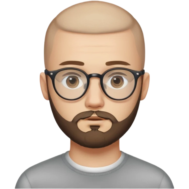 он лысый должен быть очень молодой парень лет 18 , очень тонкие очки, а так же борода нужно прямо еще моложе emoji