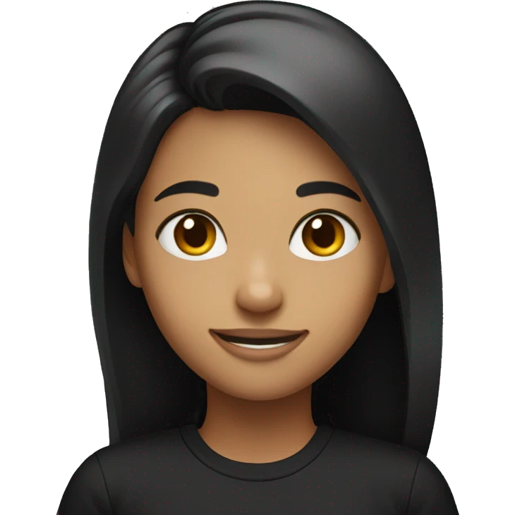 smiling girl with black shirt emoji