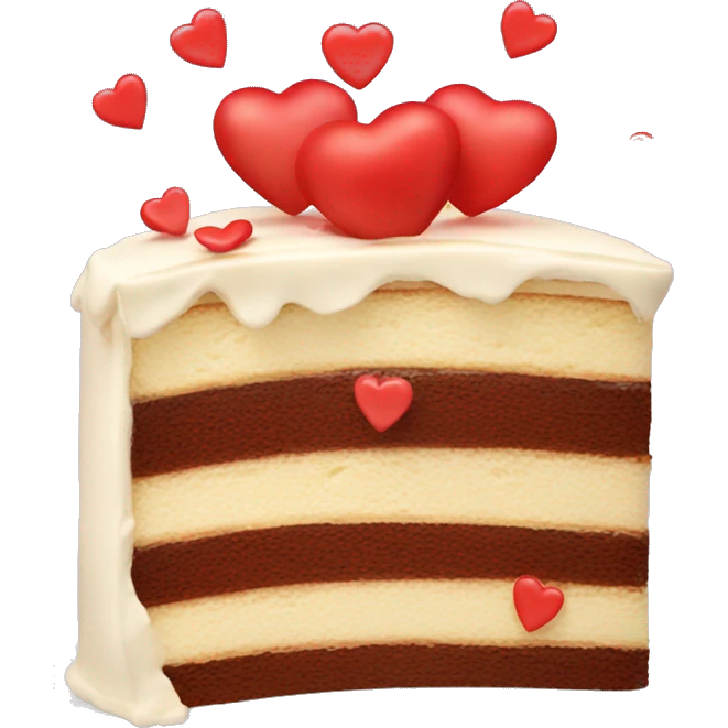 Tasty cake with red hearts  emoji