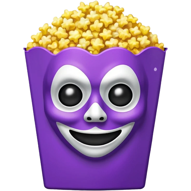 Glitter purple and yellow popcorn with ghostface mask in packaging emoji