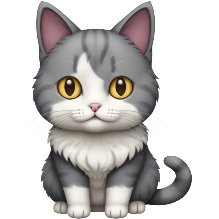 full body small short hair dark grey and white cat emoji