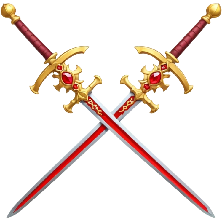Golden fiery royal two crossed swrods with red gem and golden blade emoji