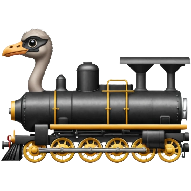 Give me a 0-5-0 locomotive and put an ostrich body and head on the steam engine of the train and put a toilet on top second train car  emoji