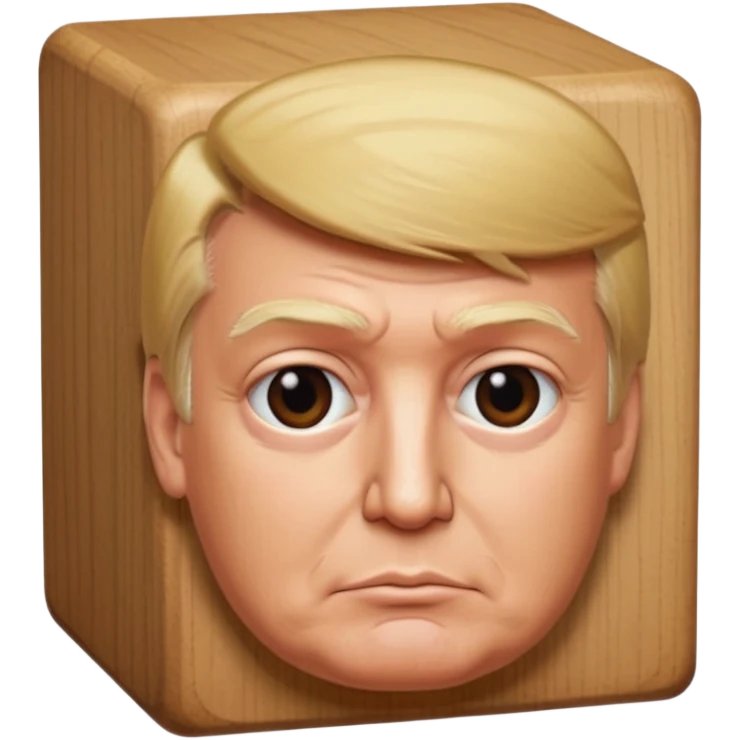 donald trump but his head is square, like a wooden block emoji