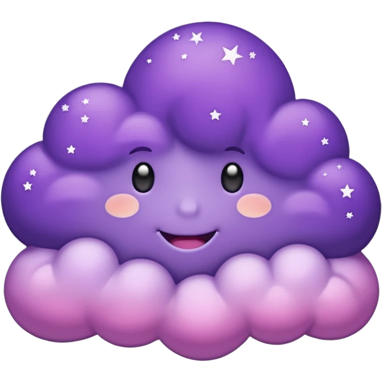 I want a purple cloud that's not like this one ☁️ but has a realistic shape without changing its appearance. The cloud should have a slightly white shaded part and should be starry but still purple/pink. emoji