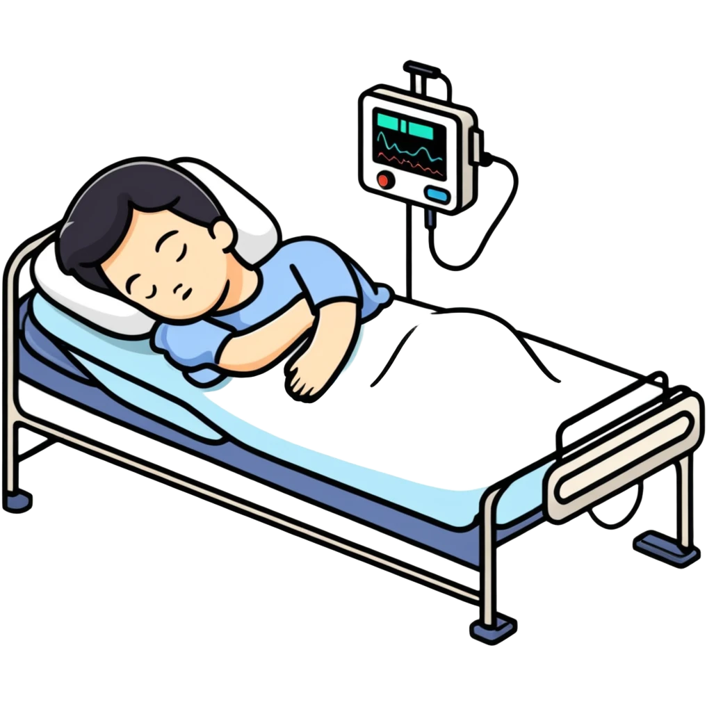 person sleeping with sleep study monitoring equipment emoji