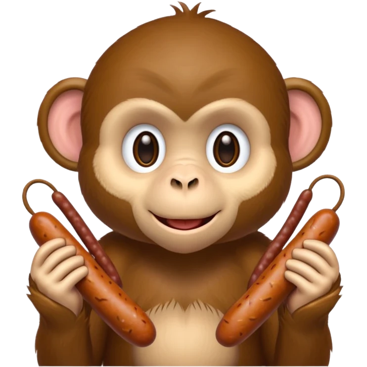 Monkey holding two sausages emoji