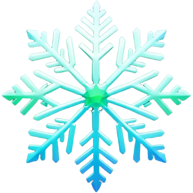 Gradient iridescent green blue indigo snowflake  emoji