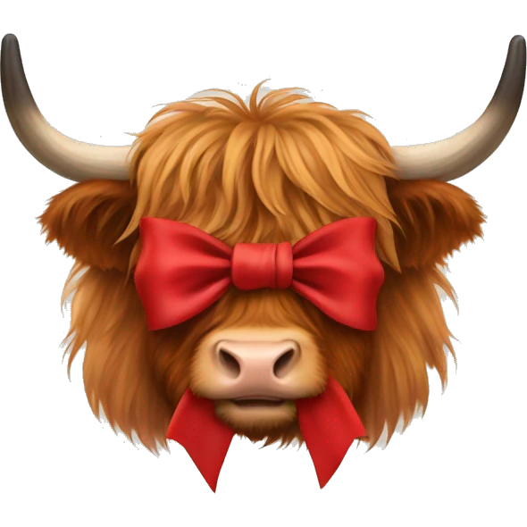 Highland cow red Christmas bow emoji