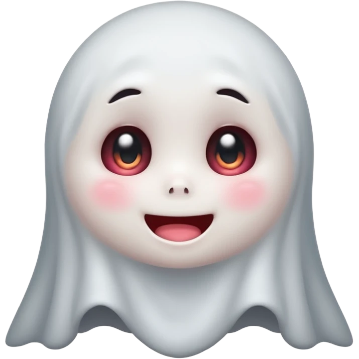 little cute ghost is smiling with blushed face, only face cute anime eyes emoji