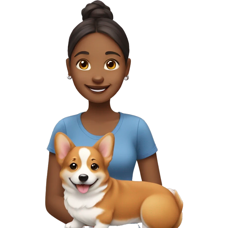 smiling girl with corgi emoji