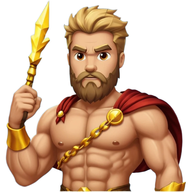 An emoji of the Greek god Zeus. He is a powerful, bearded man with a serious expression, holding a lightning bolt. emoji