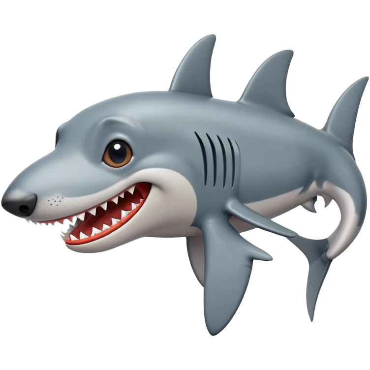 Half miniature dachshund half shark emoji