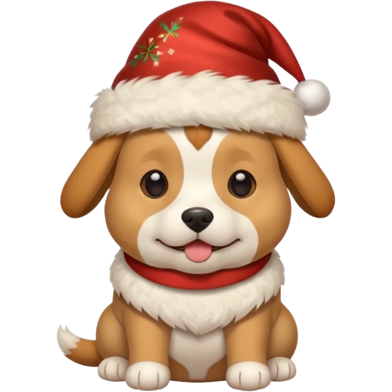 Dog in new yaer hat wrapped paper new yaer  emoji