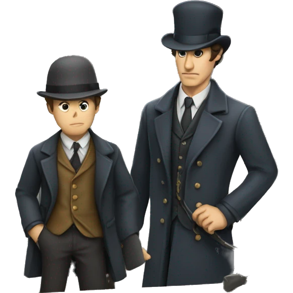 Sherlock Holmes and Watson investigating at a crime scene emoji