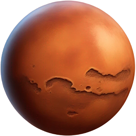 Mars with a face emoji