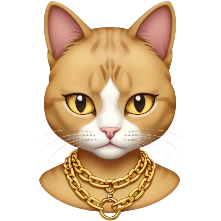 judgy female cat with gold chains, hip-hop style emoji